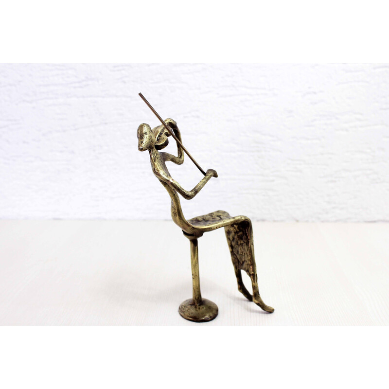 Vintage bronze violinist sculpture by Bernard Kim, 1970