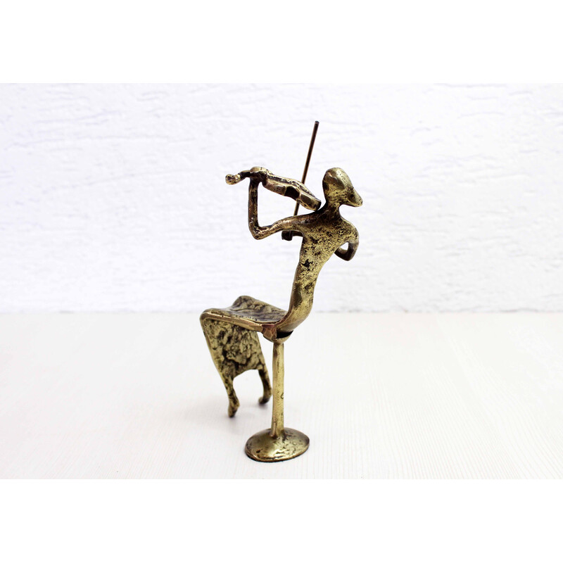 Sculpture vintage de violoniste en bronze par Bernard Kim, 1970