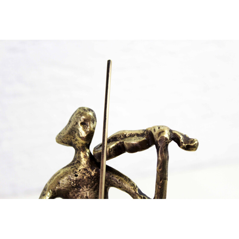 Vintage bronze violinist sculpture by Bernard Kim, 1970