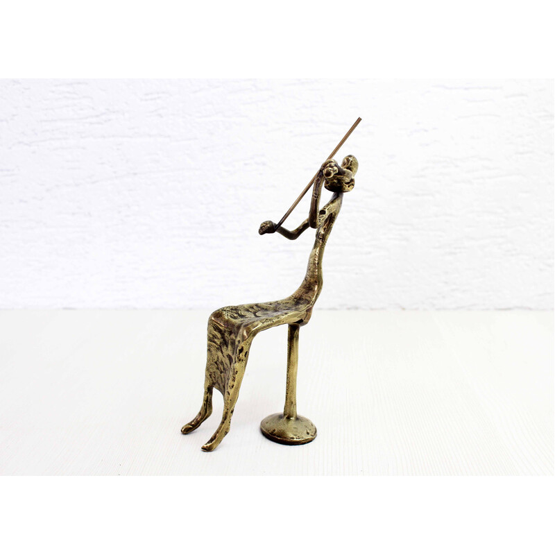 Vintage bronze violinist sculpture by Bernard Kim, 1970