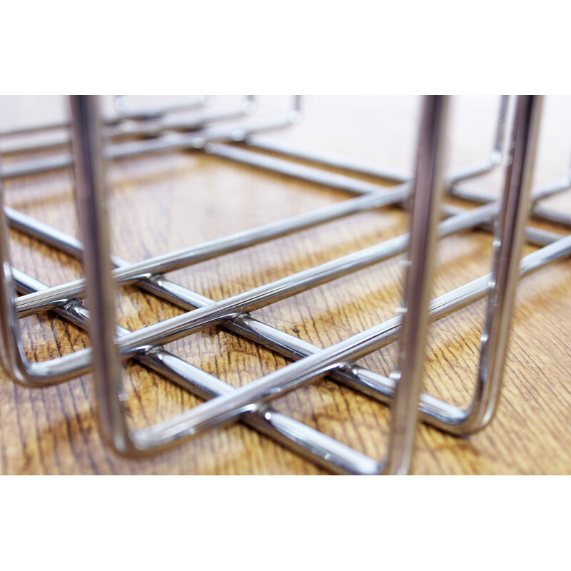 Vintage chrome metal magazine rack by Willi Glaeser for Tmp, 1980