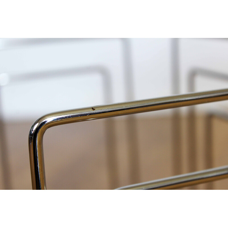 Vintage chrome metal magazine rack by Willi Glaeser for Tmp, 1980