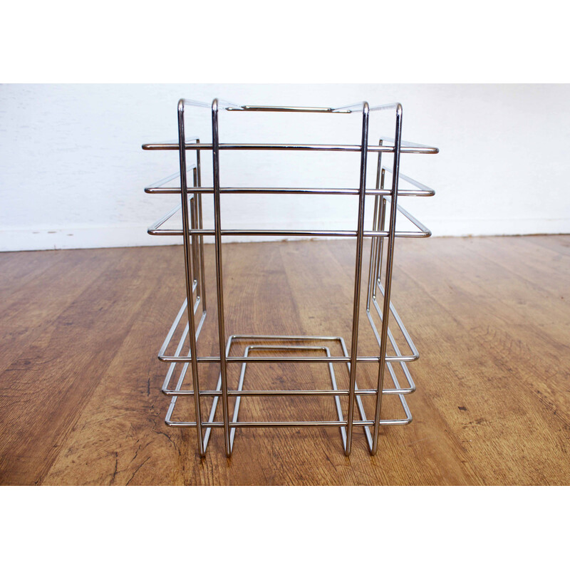 Vintage chrome metal magazine rack by Willi Glaeser for Tmp, 1980