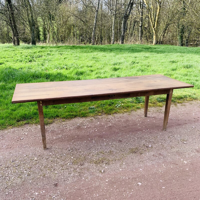 Table de ferme vintage en pin et chêne