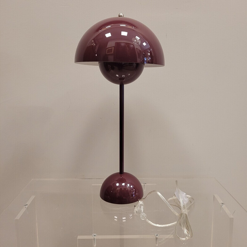 Vintage Bloempot tafellamp in gelakt staal van Verner Panton voor Louis Poulsen, 1969