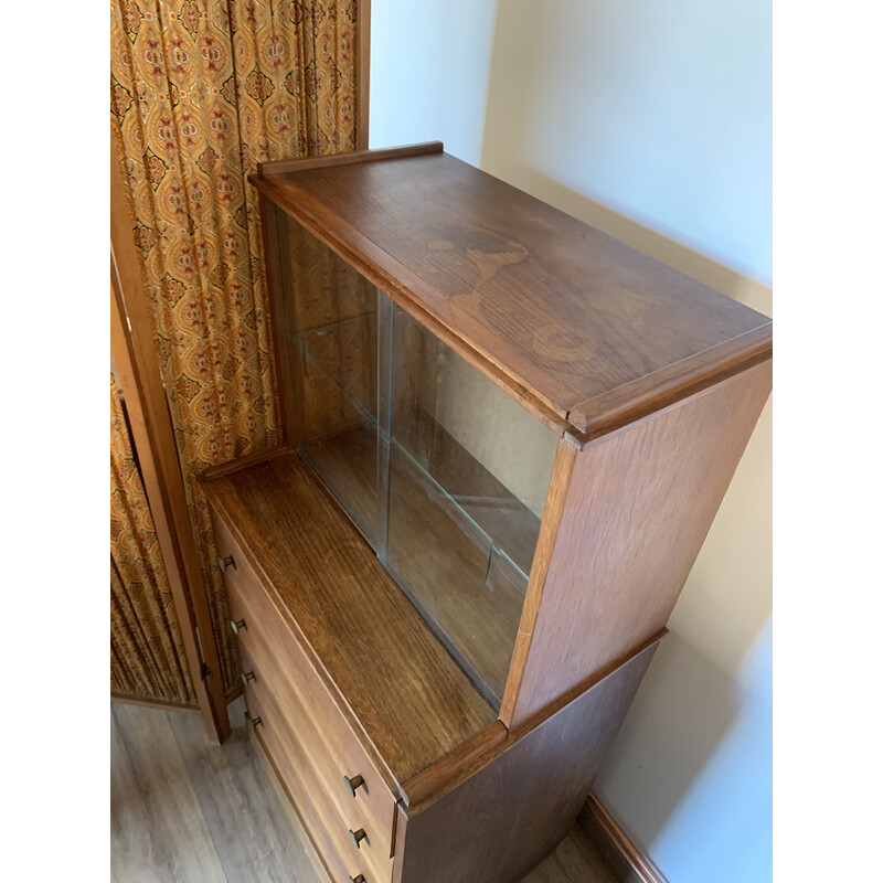 Vintage cabinet with display cabinet with 3 drawers