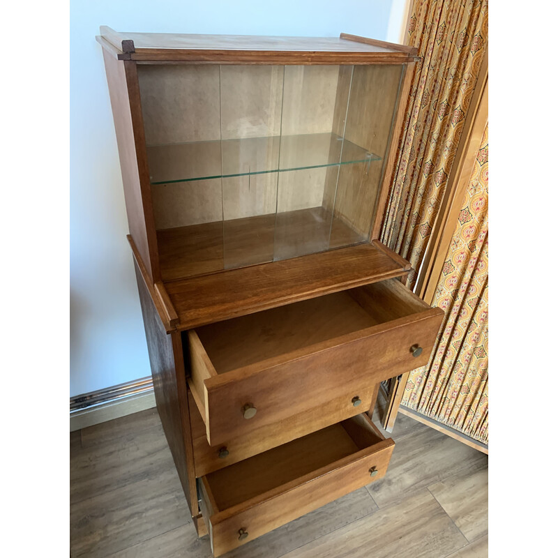 Vintage cabinet with display cabinet with 3 drawers