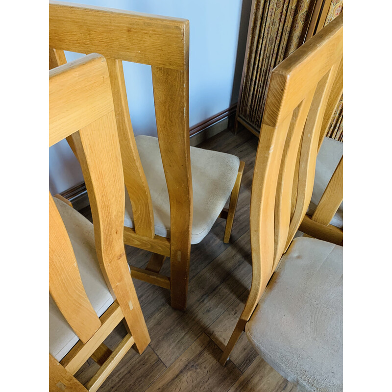 Set of 4 vintage chairs in solid elm and alcantara for Regain, 1980