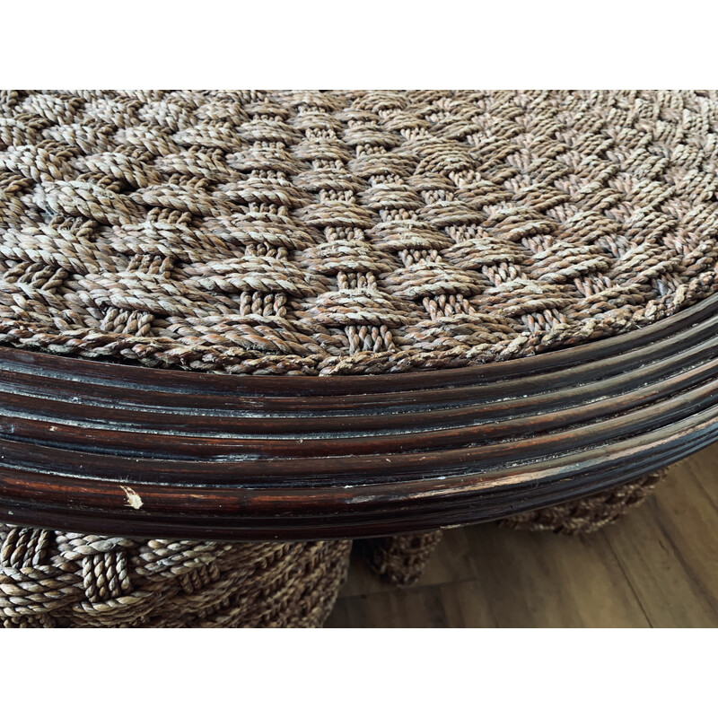 Vintage woven rope and rattan dining set