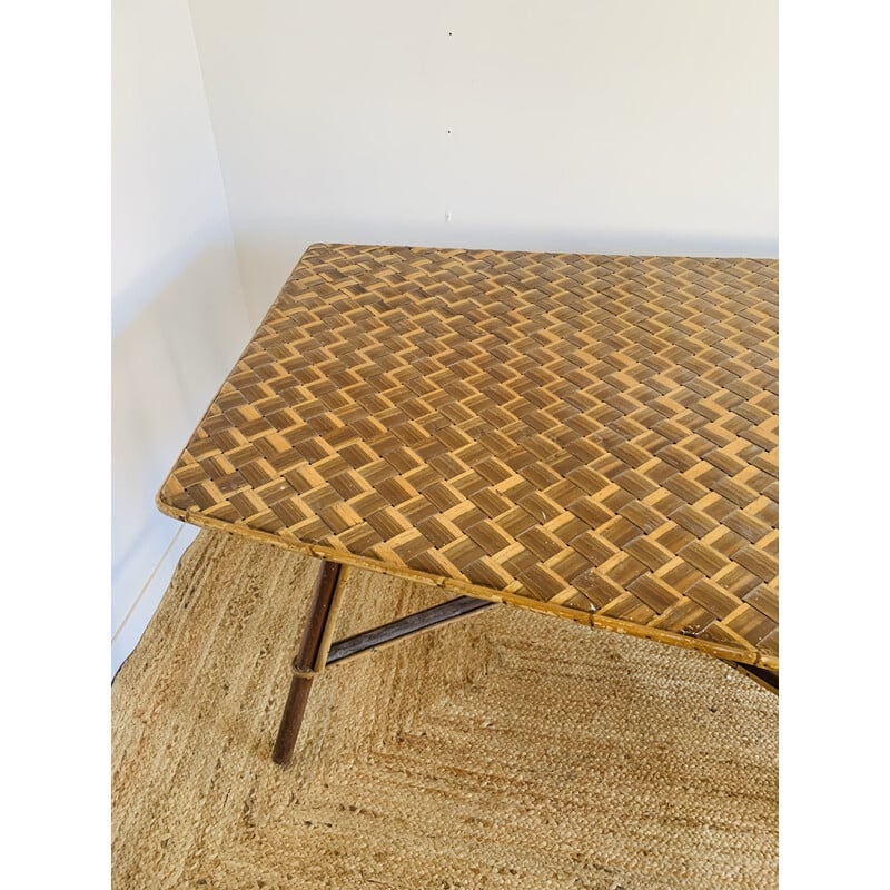 Vintage free-form rattan table