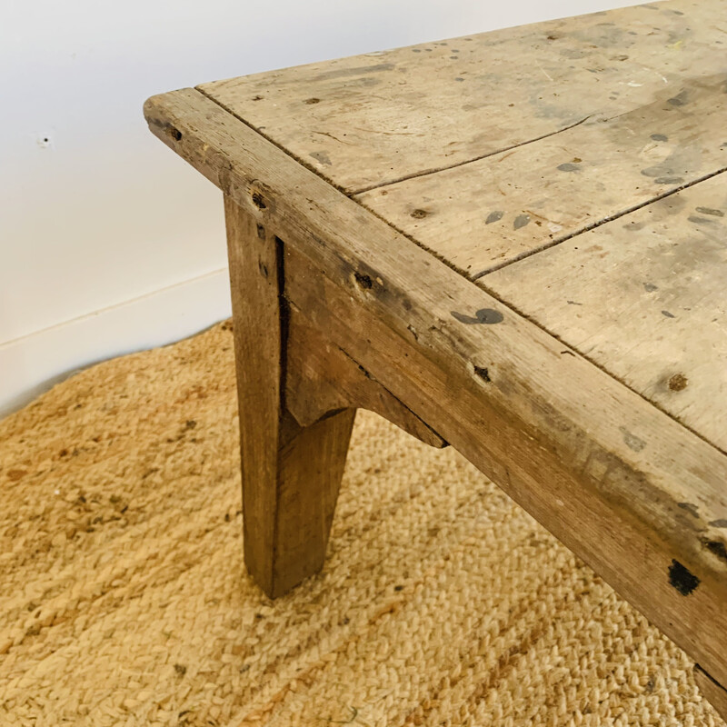 Vintage farm table convertible into coffee table