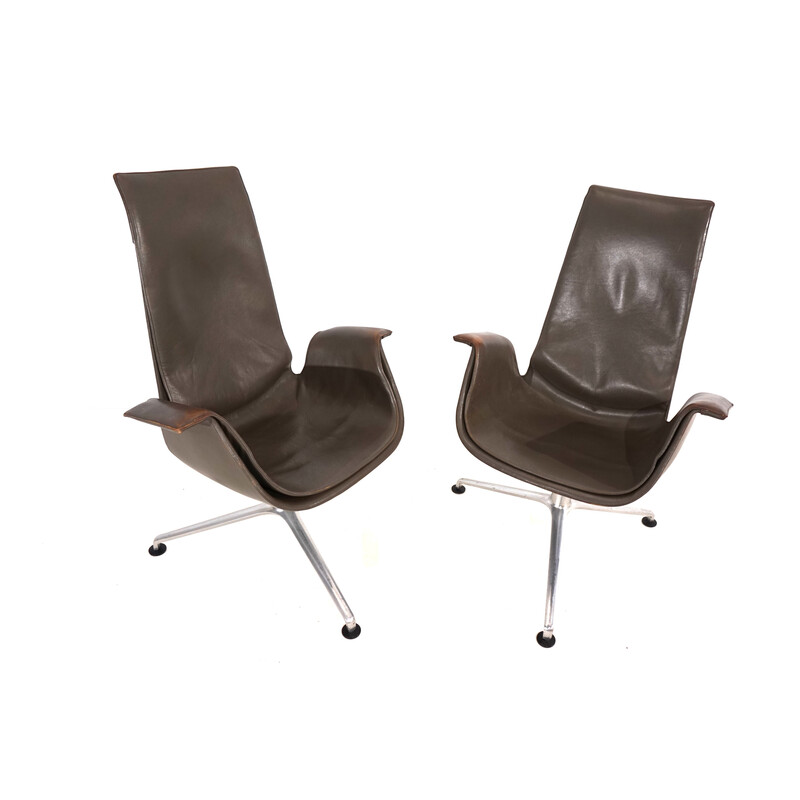 Paire de chaises vintage FK6725 en cuir par Kastholm et Fabricius pour Alfred Kill International, 1960