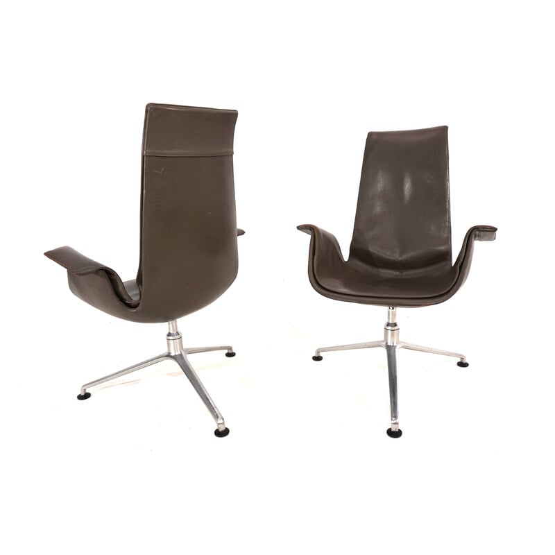 Pair of vintage FK6725 leather chairs by Kastholm and Fabricius for Alfred Kill International, 1960