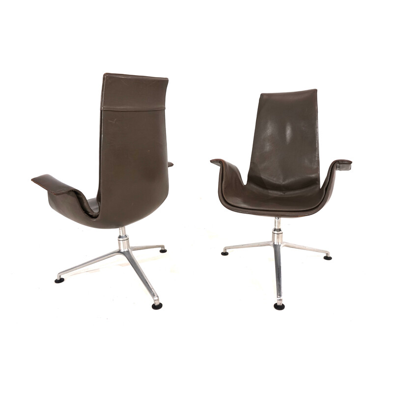 Pair of vintage FK6725 leather chairs by Kastholm and Fabricius for Alfred Kill International, 1960