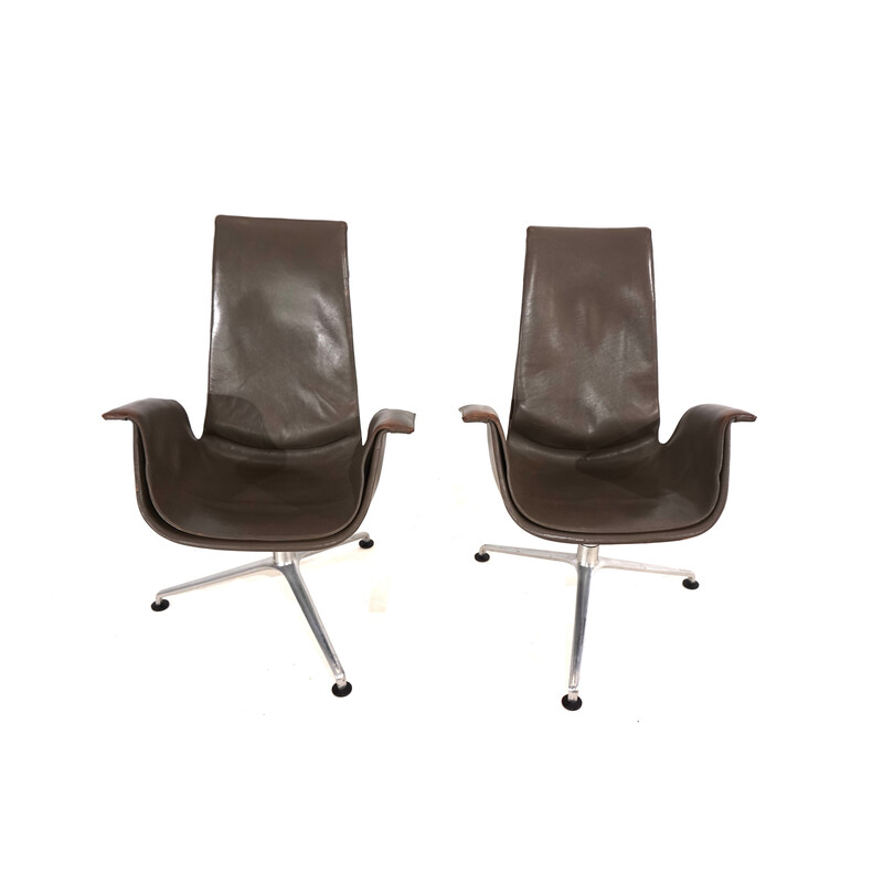 Pair of vintage FK6725 leather chairs by Kastholm and Fabricius for Alfred Kill International, 1960