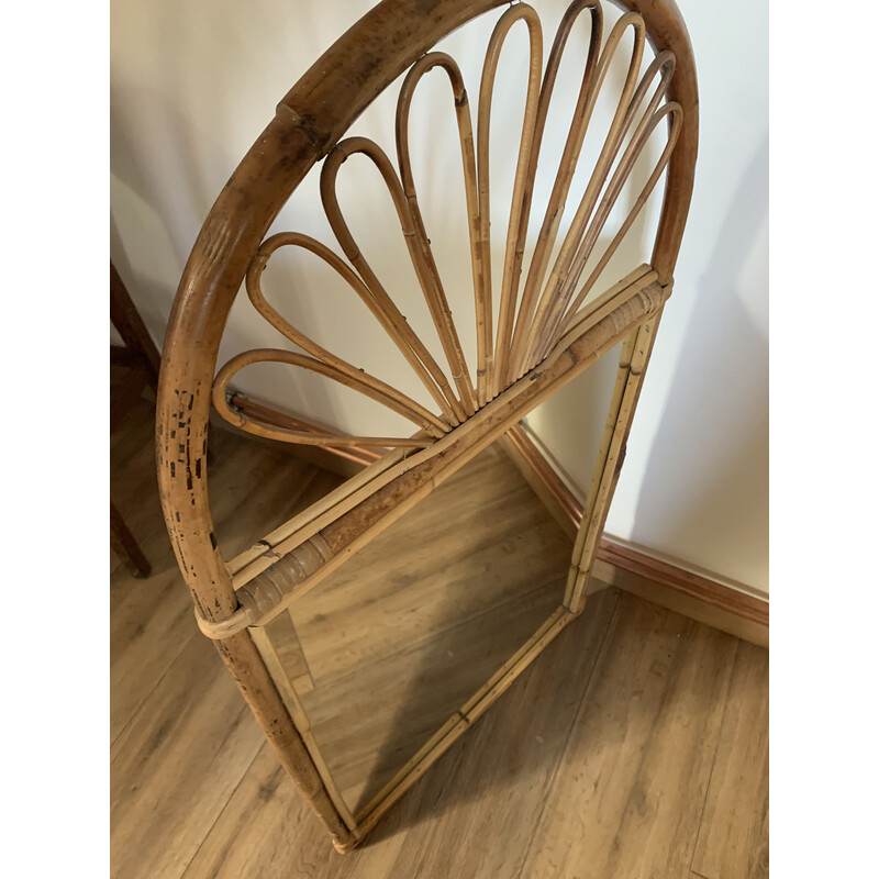 Vintage rectangular rattan frame mirror