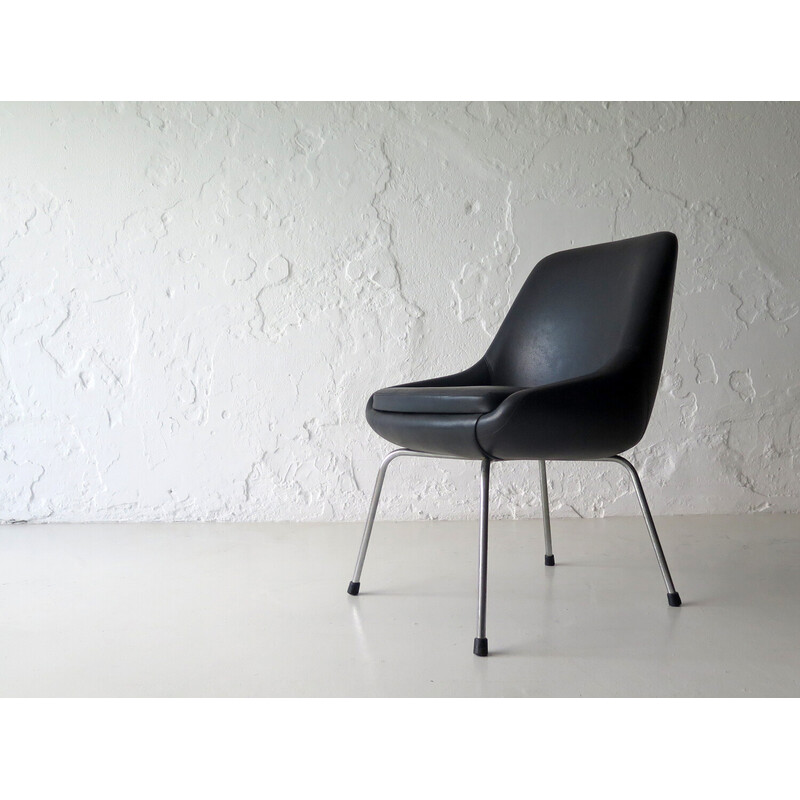 Vintage-Stuhl aus Metall mit schwarzen Beinen, 1960