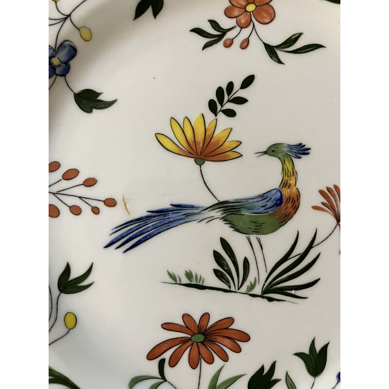 Ensemble de 18 vaisselles vintage Gien orné d’un motif d’oiseau