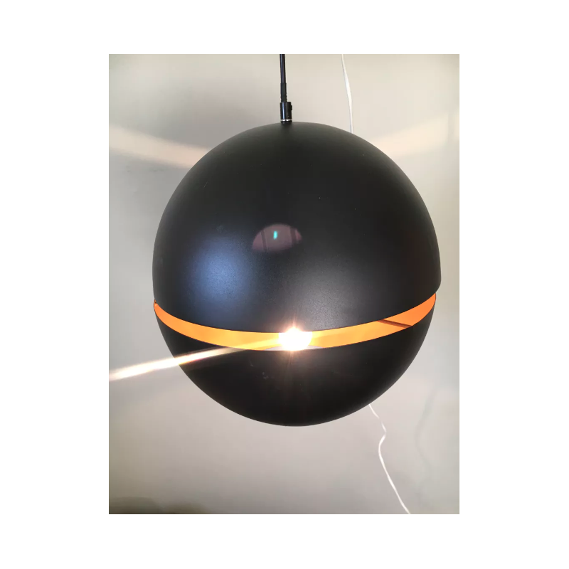 Vintage Sphere pendant lamp in matte black metal for Belide, Belgium