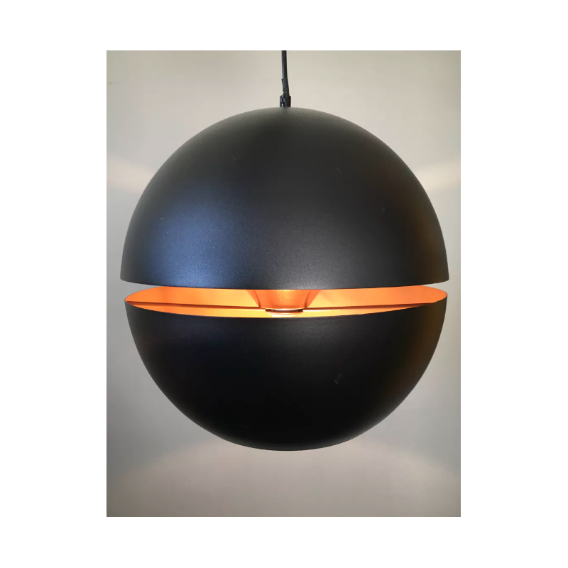 Vintage Sphere pendant lamp in matte black metal for Belide, Belgium