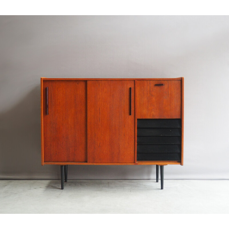 Dutch Highboard with Sliding Doors from B. Sprij - 1960s