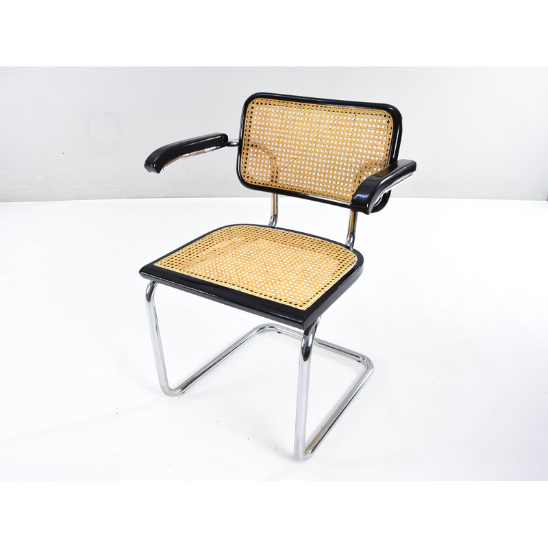 Ensemble de 4 chaises Cesca vintage modèle B64 en tube d'acier chromé par Marcel Breuer, Italie 1970