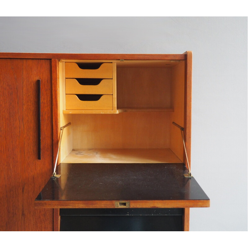 Dutch Highboard with Sliding Doors from B. Sprij - 1960s