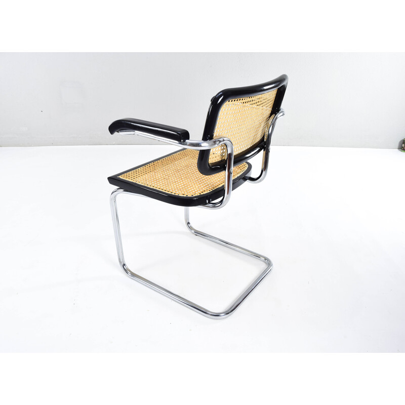 Juego de 4 sillas vintage Cesca modelo B64 en tubo de acero cromado de Marcel Breuer, Italia 1970