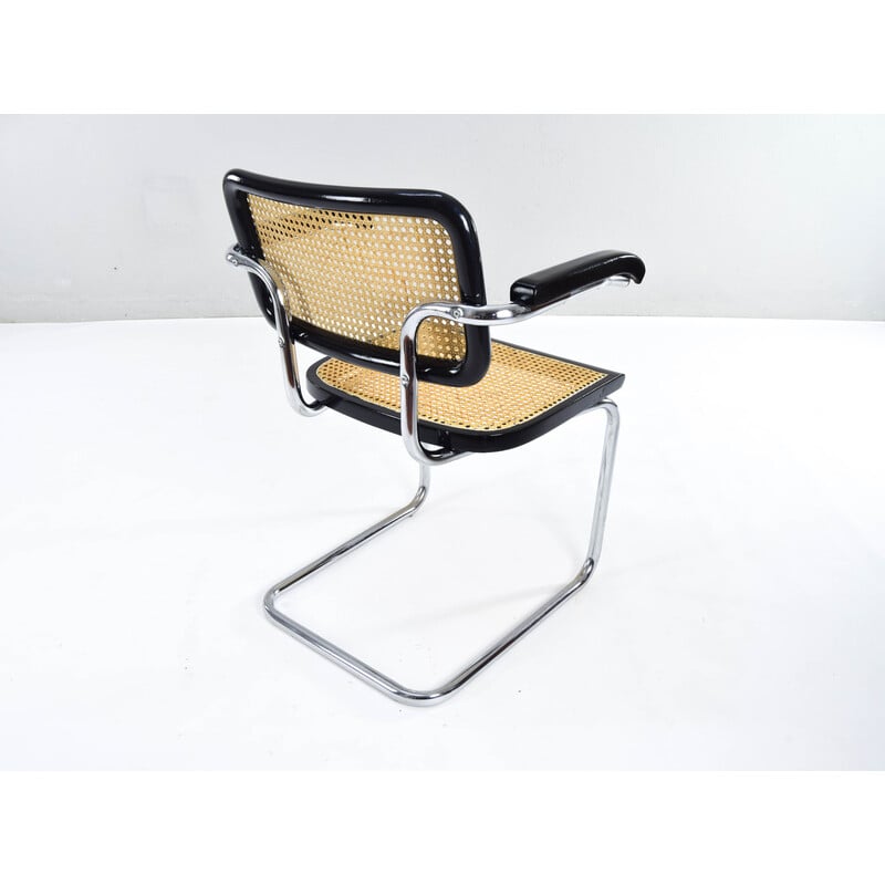 Ensemble de 4 chaises Cesca vintage modèle B64 en tube d'acier chromé par Marcel Breuer, Italie 1970