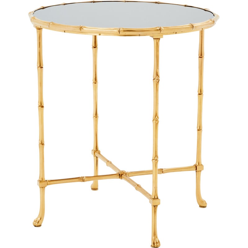 Vintage bamboo-style brass pedestal table for Maison Baguès and Maison Jansen, 1960