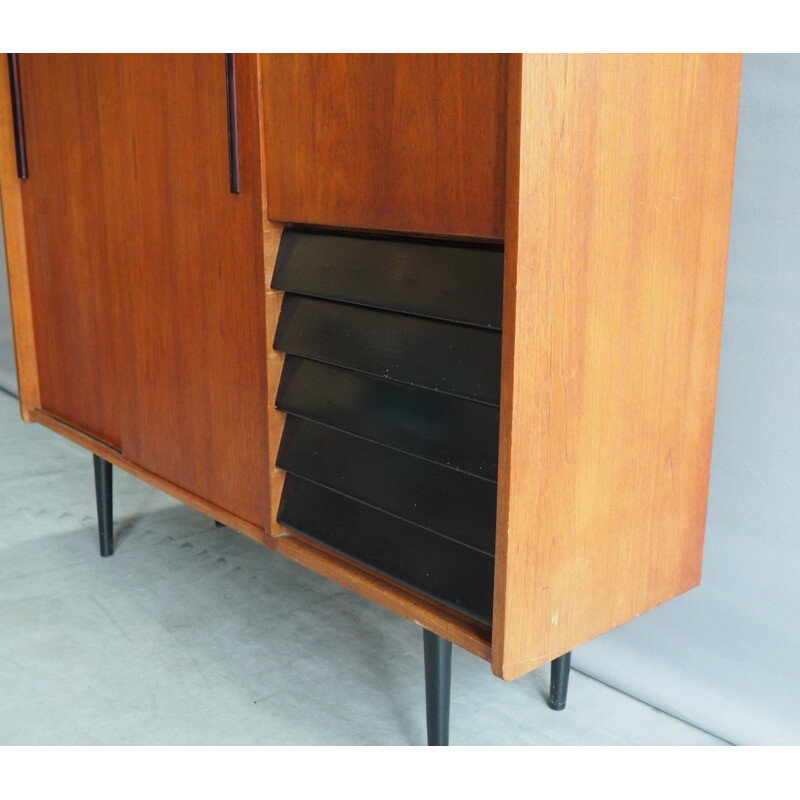 Dutch Highboard with Sliding Doors from B. Sprij - 1960s