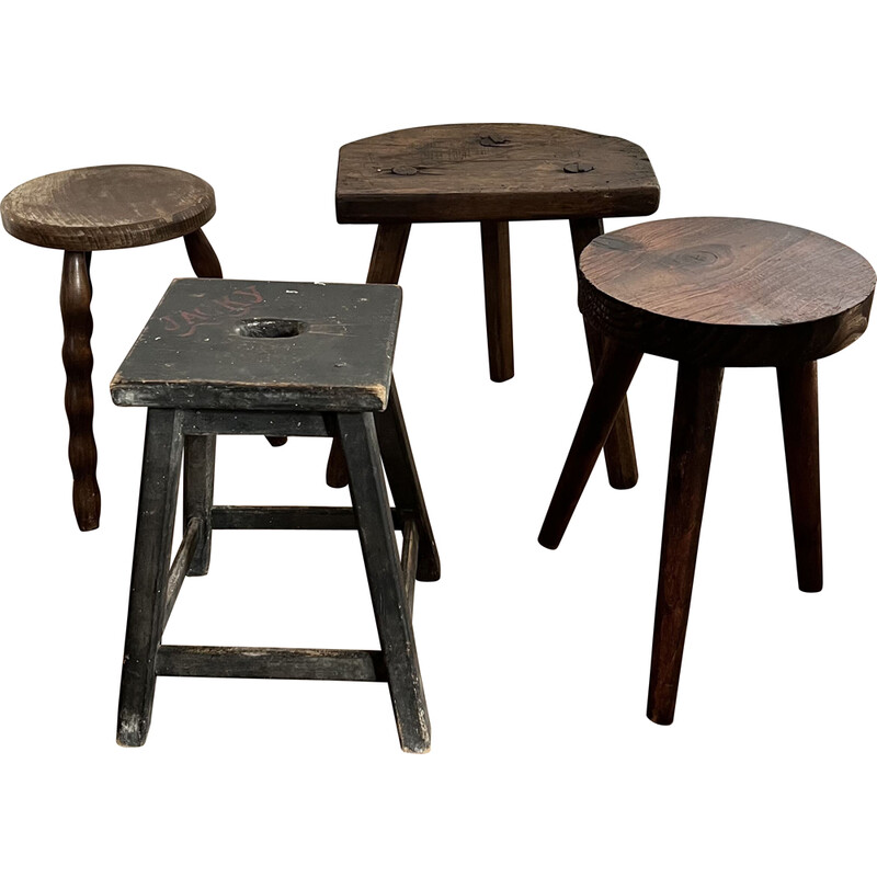 Ensemble de 4 tabourets vintage tripode