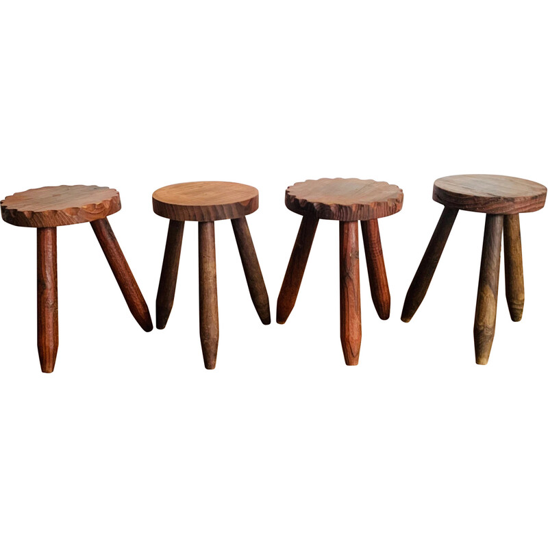 Set of 4 vintage tripod stools