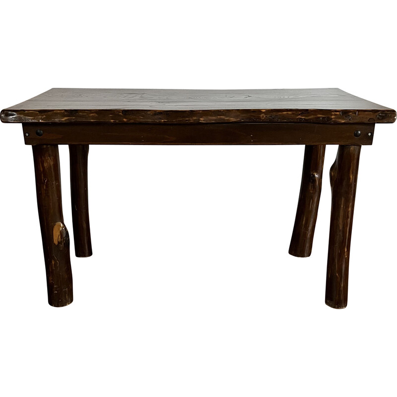 Vintage brutalist solid wood table