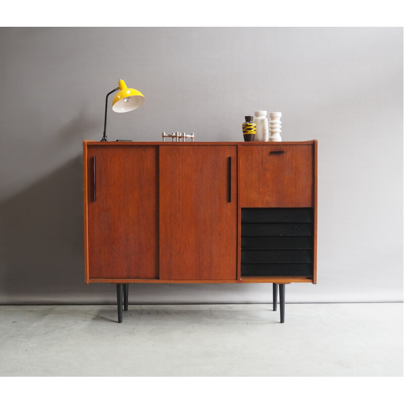 Dutch Highboard with Sliding Doors from B. Sprij - 1960s