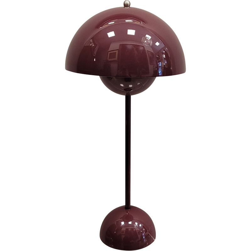 Vintage Bloempot tafellamp in gelakt staal van Verner Panton voor Louis Poulsen, 1969