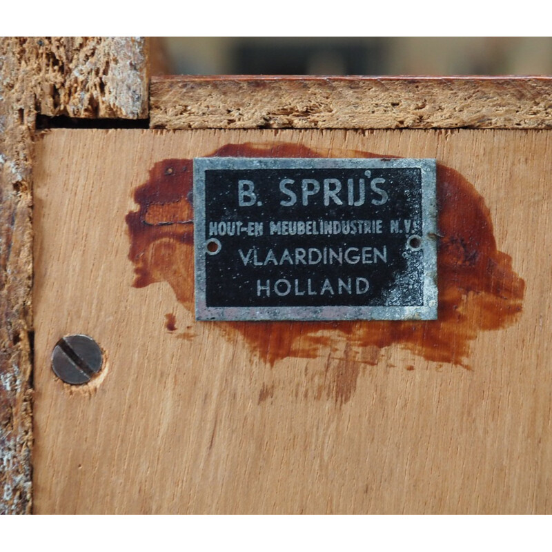 Dutch Highboard with Sliding Doors from B. Sprij - 1960s