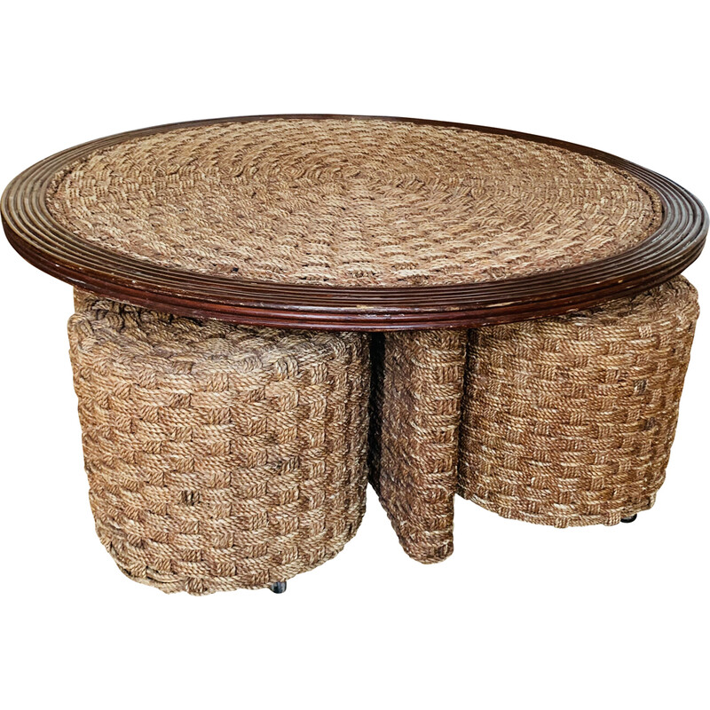 Vintage woven rope and rattan dining set