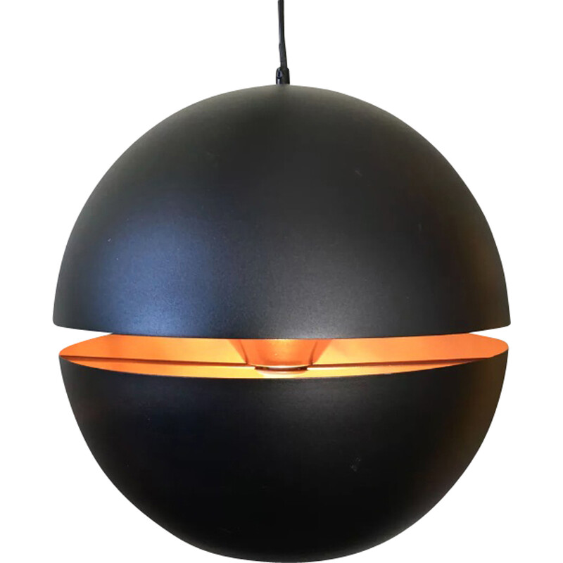 Vintage Sphere pendant lamp in matte black metal for Belide, Belgium