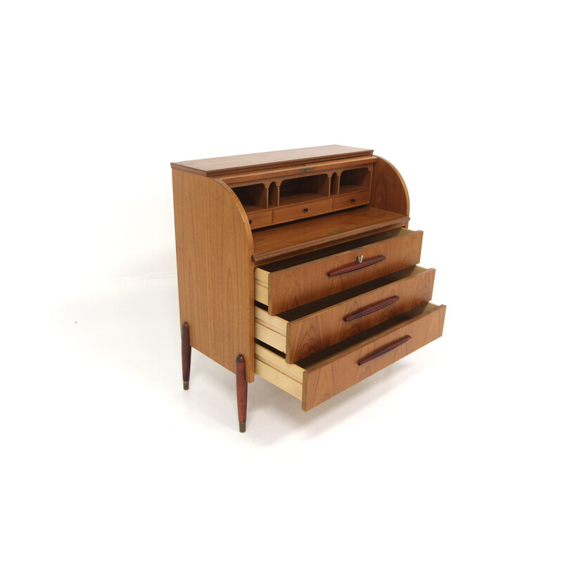 Vintage teak and beech secretary desk for Bröderna Gustafssons, Sweden 1950