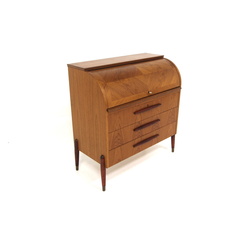 Vintage teak and beech secretary desk for Bröderna Gustafssons, Sweden 1950