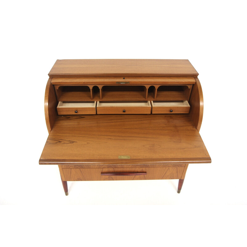 Vintage teak and beech secretary desk for Bröderna Gustafssons, Sweden 1950