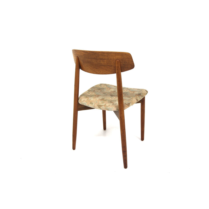 Set of 6 vintage teak and fabric chairs by Harry Østergaard for Randers Møbelfabrik, Denmark 1960