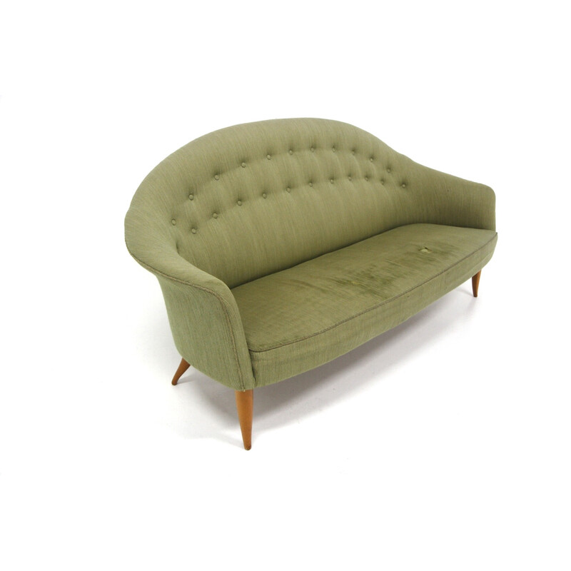 Vintage 3-seater "paradiset" sofa in beech and fabric by Kerstin Hörlin Holmquist, Sweden 1960