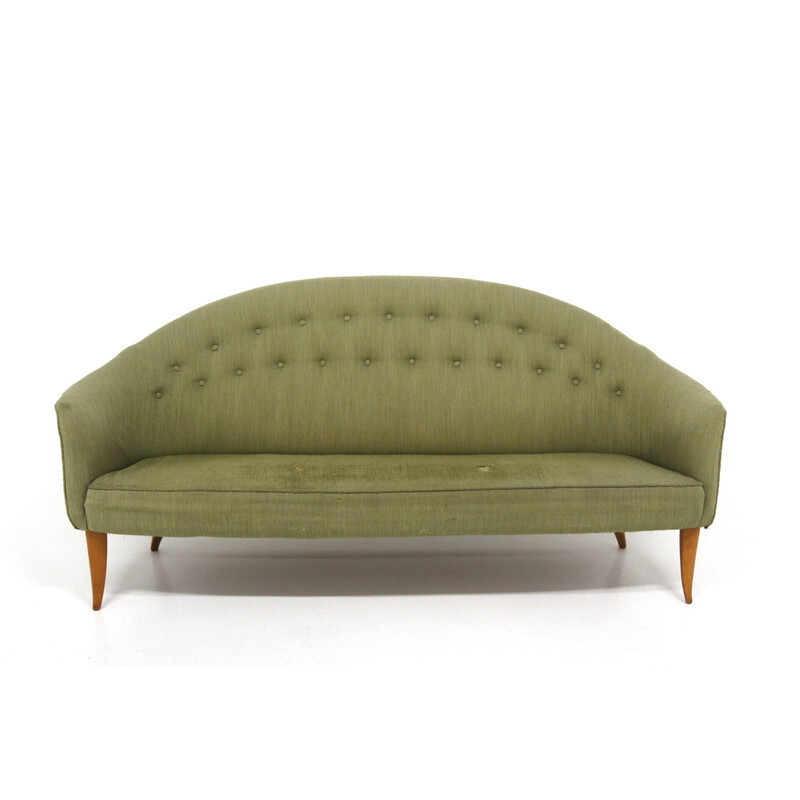 Vintage 3-seater "paradiset" sofa in beech and fabric by Kerstin Hörlin Holmquist, Sweden 1960