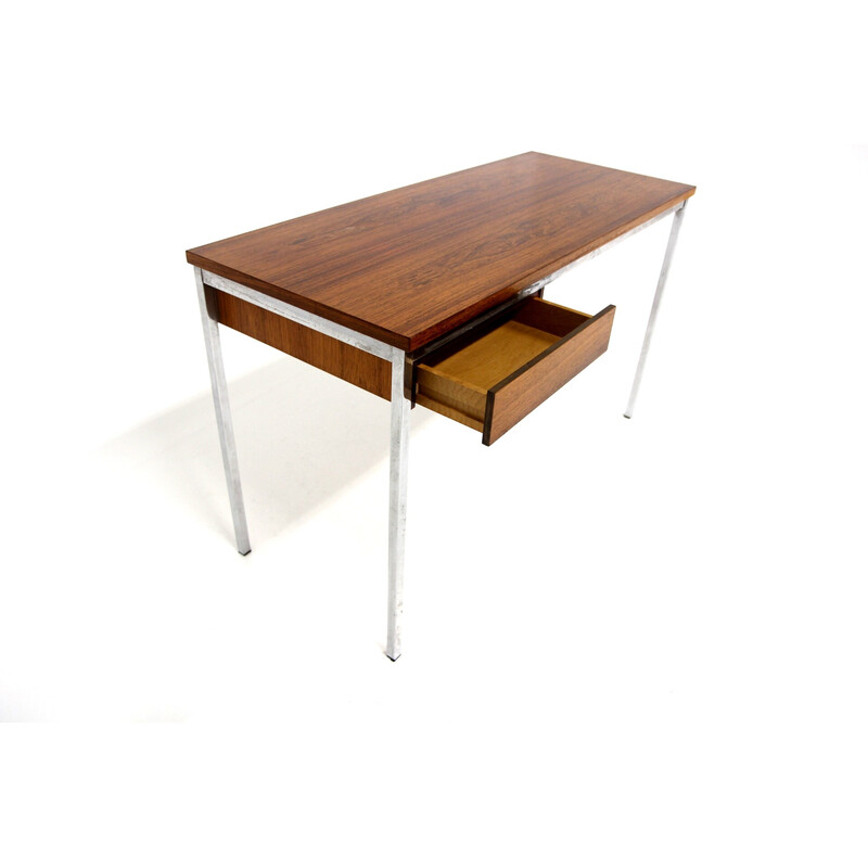 Vintage rosewood and metal desk, Sweden 1960