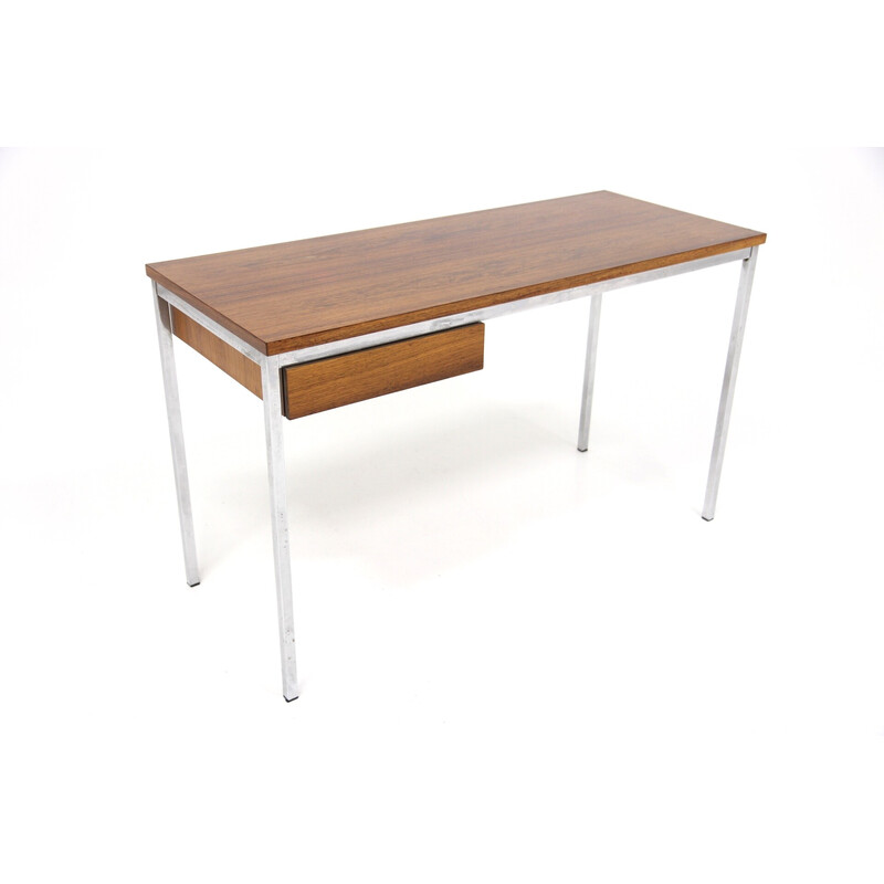 Vintage rosewood and metal desk, Sweden 1960