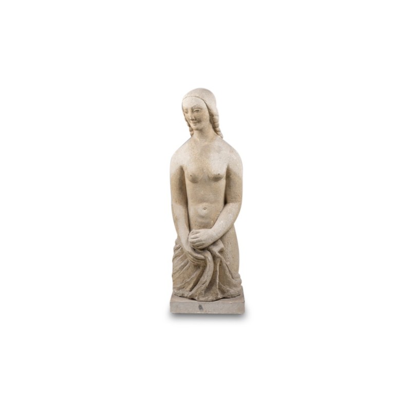 Vintage limestone sculpture representing Mary Magdalene, France 1940