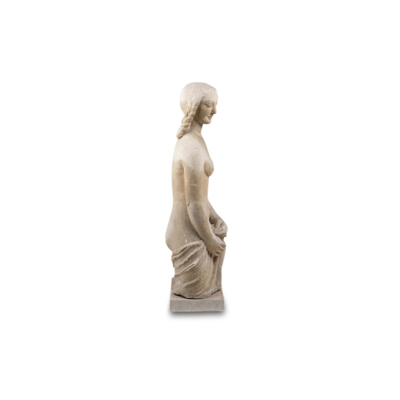 Vintage-Skulptur aus Kalkstein, die Maria Magdalena darstellt, Frankreich 1940