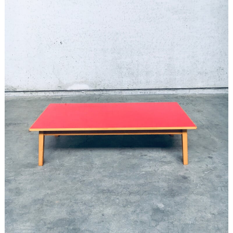 Vintage red formica coffee table, Belgium 1950